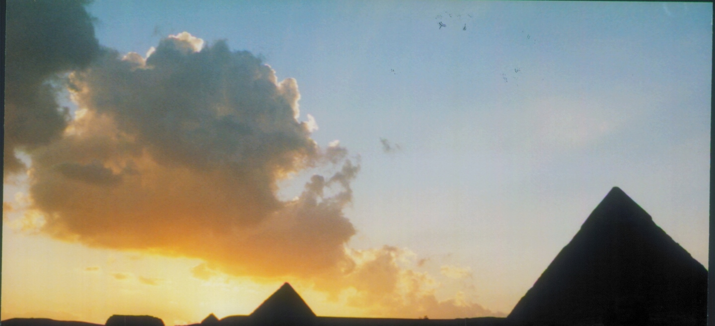 Sunset at Pyramids of Giza Egypt 1998