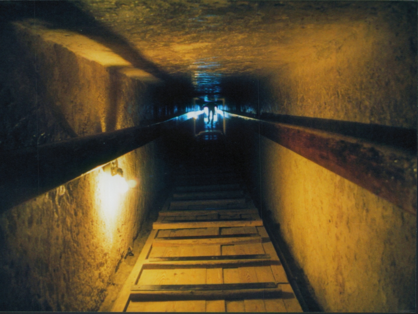 Tunnel to the tomb in the Chephren Pyramid of Egypt