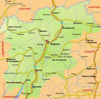 Dolomites Italy region Map