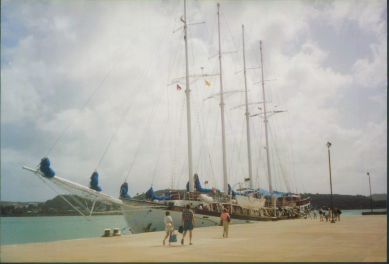 polynesia ship at dock windjammer polynesia caribbean 1999