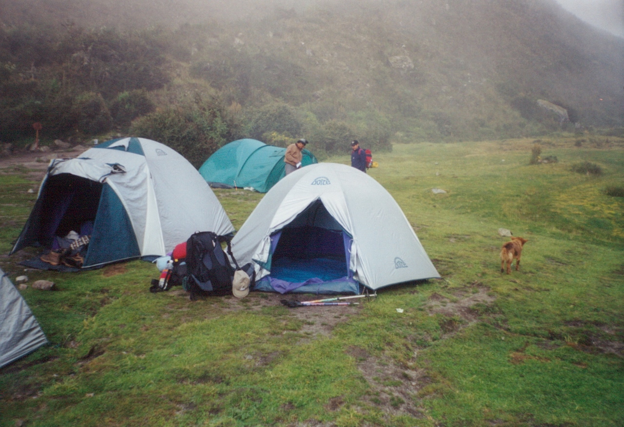 campsite inca trail machu picchu peru apr 2001