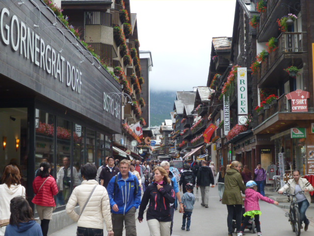 street scene zermatt switzerland aug 2014