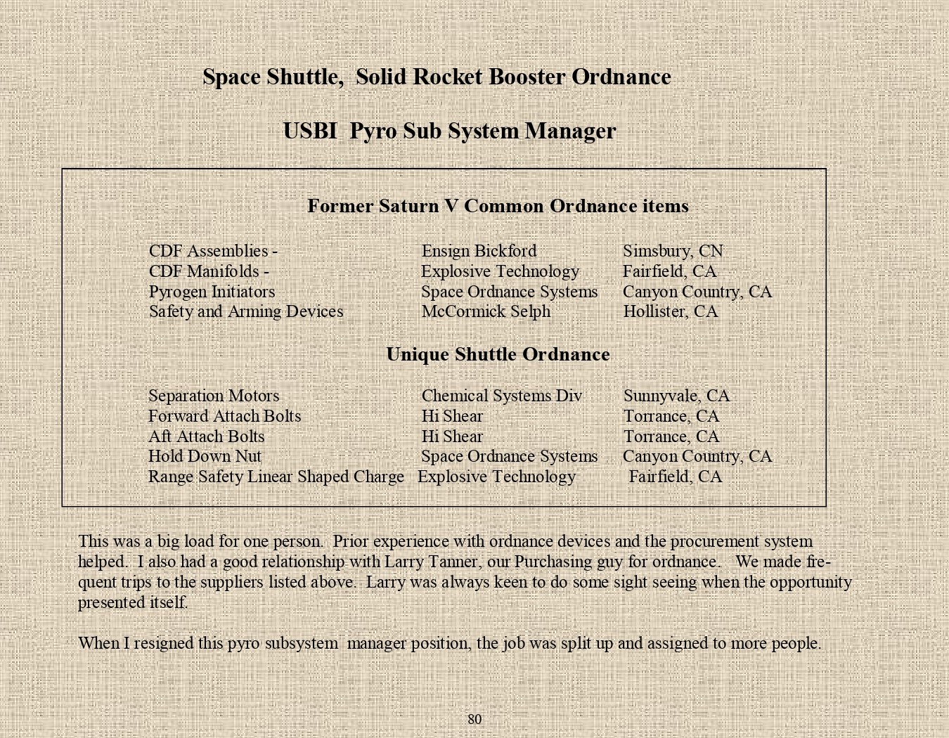 Rocket Science - An engineers experiences with the us space program