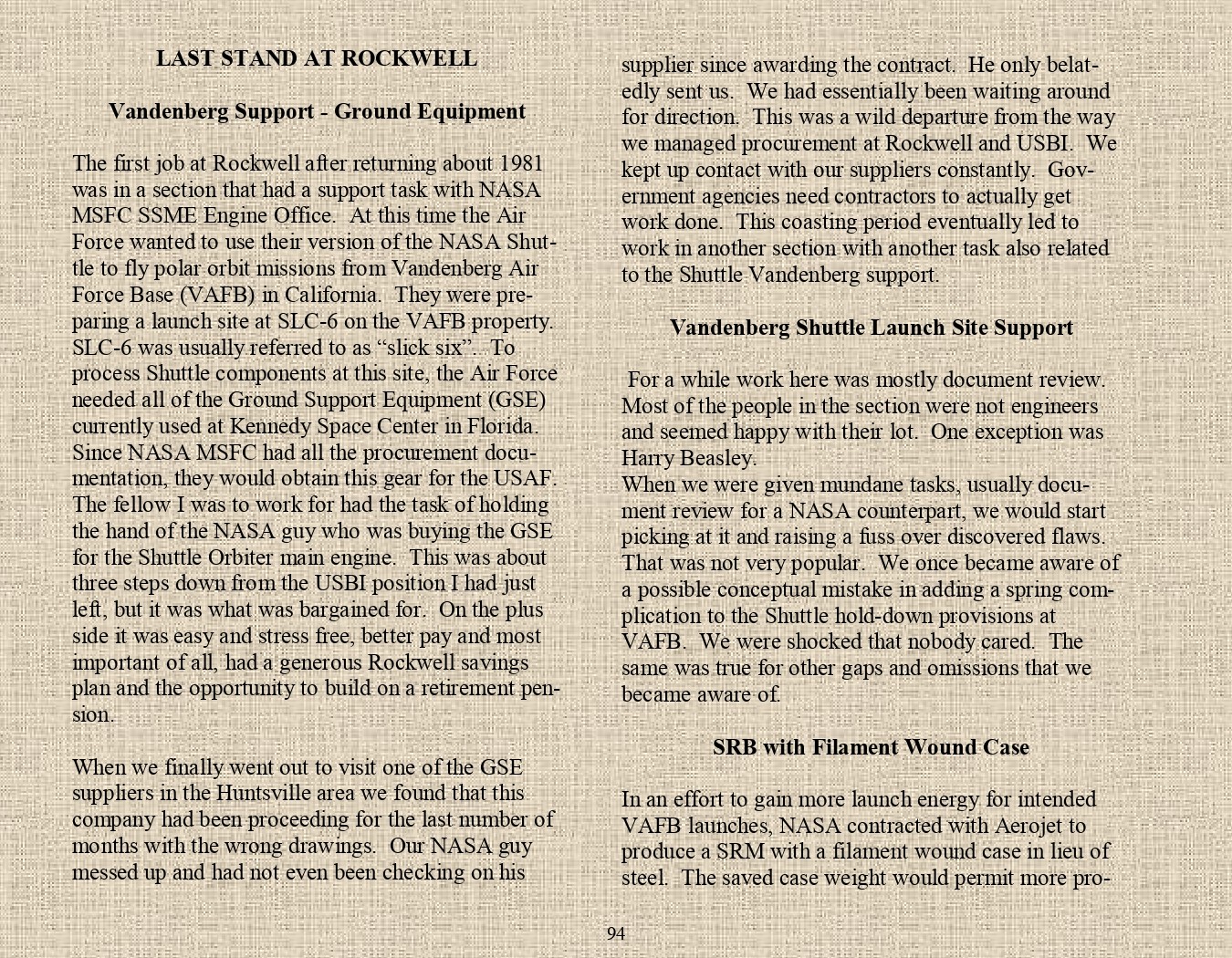 Rocket Science - An engineers experiences with the us space program