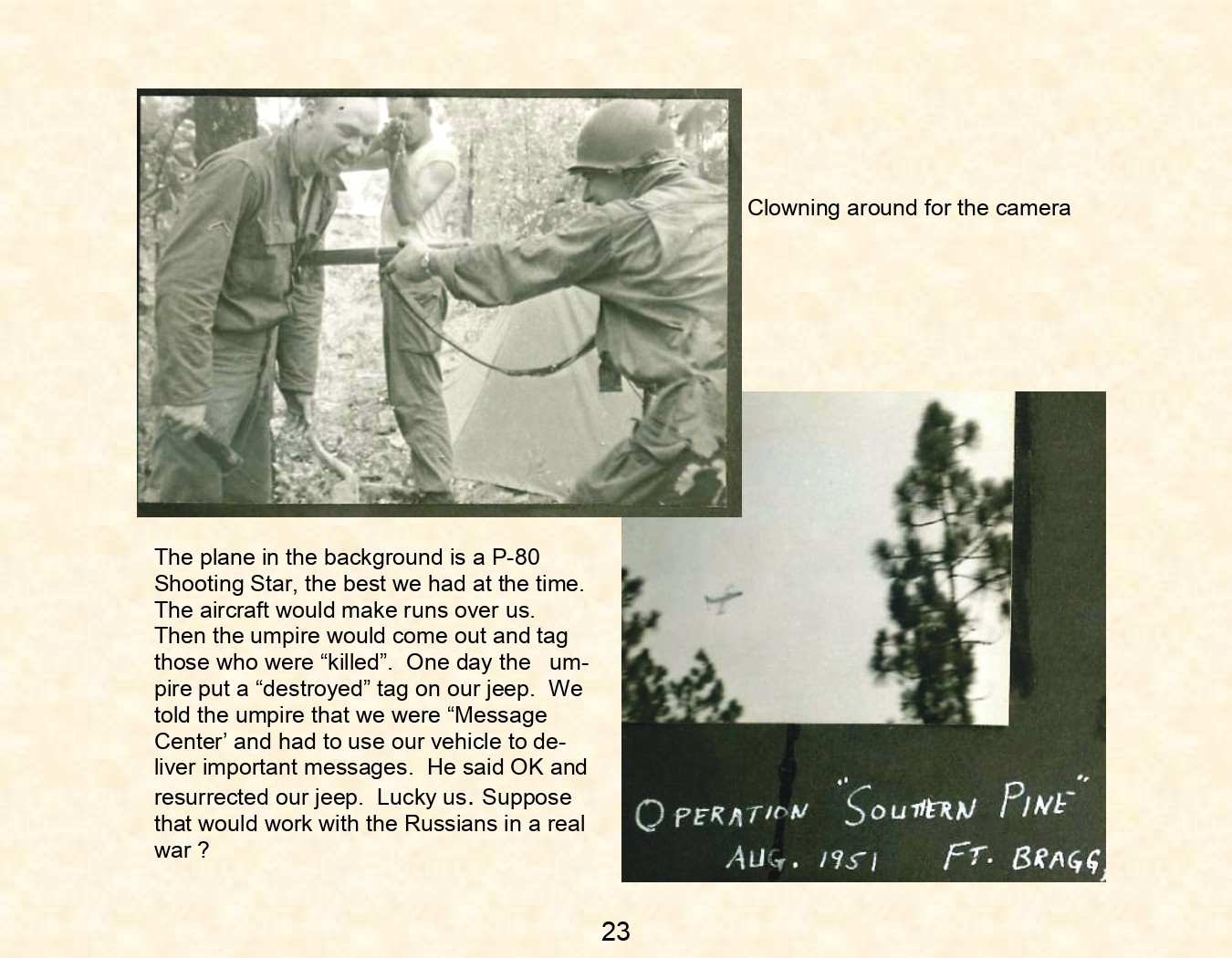 operation southern pine -28th infrantry div - fort bragg n.c. - 1951