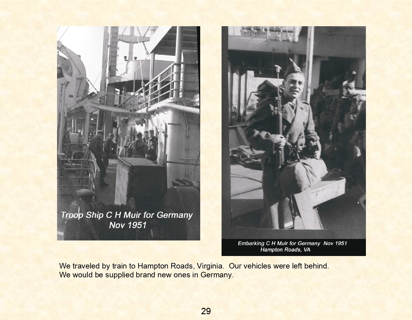 uss general c. h. muir (AP-142) troop ship nov 1951 hampton roads to bremerhaven germany